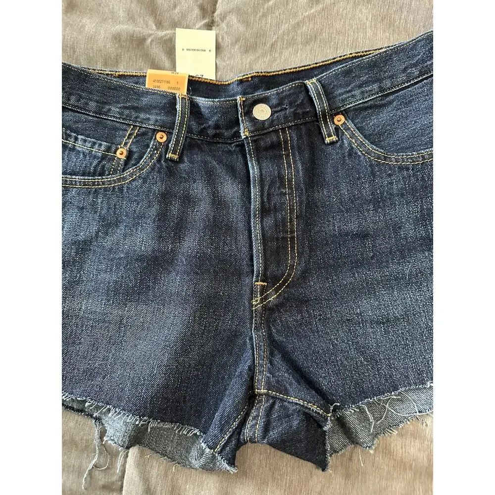 Levi's 501 Shorts Cutoff Frayed 501 Button Fly Mid rise Size:29 NEW/NWT